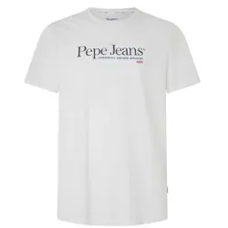 Pepe Jeans für Herren. PM509432 Albert T-shirt weiß (M), Lässig, Kurzarm, Bio-Baumwolle, Nachhaltig