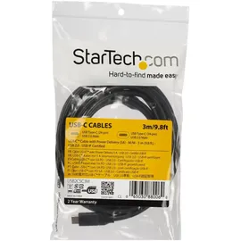 Startech StarTech.com USB-C auf USB-C Kabel mit 5A Power Delivery - St/St - 3m - USB 2.0 - USB-IF zertifiziert - USB Typ C Kabel (USB2C5C3M)