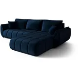 cornero Eckcouch Velours 3-Sitzer Dunkelblau
