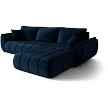 cornero Eckcouch Velours 3-Sitzer Dunkelblau