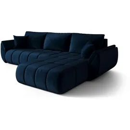 cornero Eckcouch Velours 3-Sitzer Dunkelblau