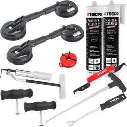 TECPO Windschutzscheibe-Reparaturset + 2x Gummi-Doppelsauger + 2x...