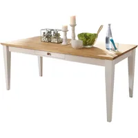 Woodroom Oslo Esstisch Tisch, Kiefer massiv, weiß gewachst, 180x90 cm