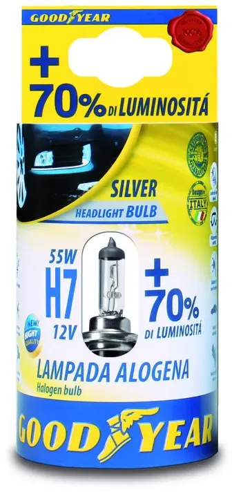 1 Stück Halogenlampe H7 12V 55W +70% 3000K E4 Goodyear