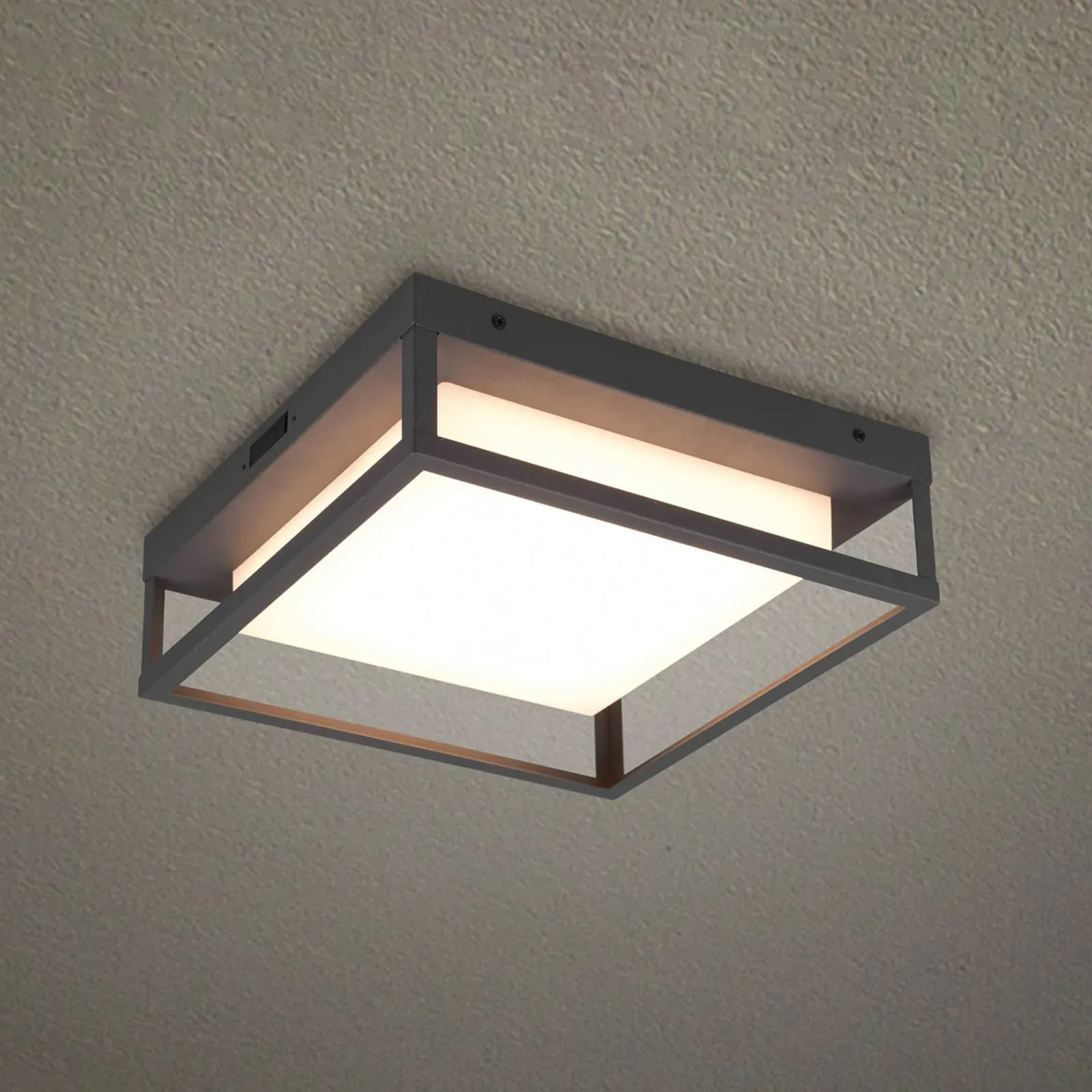 Trio Lighting LED Außendeckenleuchte Witham, schwarz, Metall, Modern, LED Deckenleuchten - 30 cm - 30 cm - 10 cm