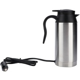 Topyond 750 Ml Edelstahl-Auto-Elektro-Heizbecher Trinkbecher Reise-Wasserkocher 12v Wasserkocher Für Wasser, Tee, Kaffee, Milch, Schwarz Und Silber