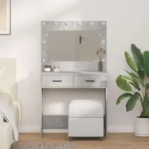 vidaXL Schminktisch mit LED-Leuchten Betongrau 78,5x41x135 cm