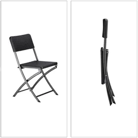 Relaxdays Bastian Set 3-tlg. Tisch Ø 60 x 75,5 cm schwarz klappbar