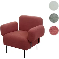 Lounge-Sessel HWC-L83, Cocktailsessel Polstersessel Sessel, Boucl√© Stoff/Textil Metall ~ altrosa