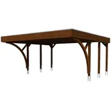 SKANHOLZ Carport Friesland 5,57 x 5,55 m nussbaum inkl. 2 Einfahrtsbögen