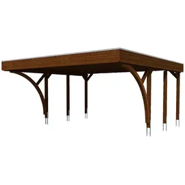 SKANHOLZ Carport Friesland 5,57 x 5,55 m nussbaum inkl. 2 Einfahrtsbögen