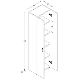 VCM my office Aktenschrank Ulas, 918437 anthrazit 4 Fachböden 49,0 x 34,0 x 178,0 cm