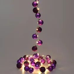 Casaria Lichterkette mit Weihnachtskugeln lila - 2m - Timerfunktion