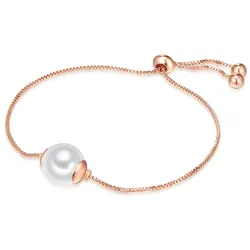 Lulu & Jane Perlen-Armband Messing Muschelkernperle in Roségold Damen 