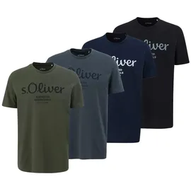 s.Oliver T-Shirt 4er Pack Bequem sitzend-Logo T-Shirt grün 3XL