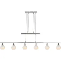 GLOBO LED Hängelampe Zugpendelleuchte Wohnzimmerlampe Esszimmerleuchte Höhenverstellbar Küchenlampe, Metall Glas nickel, 6 Flammig, 5W 324Lm 3000K warmweiß, H 160 cm