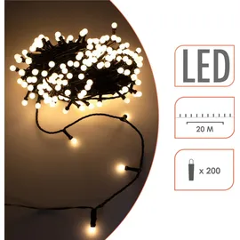 Spetebo LED Lichterkette für Außen mit 200 mini Kugeln - 20 m - Deko Beleuchtung warm weiß mit Dimmer und Timer - Kugellichterkette Weihnachten Party Li...