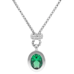 trendor 15135 Damenkette Silber Grüner Stein