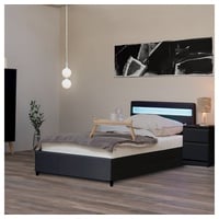 Home Deluxe LED Bett NUBE mit Schubladen - 90 x 200 cm Dunkelgrau