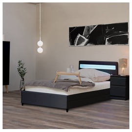 Home Deluxe LED Bett NUBE mit Schubladen - 90 x 200 cm Dunkelgrau
