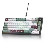 SOLIDEE Verkabelte Mechanische Gaming Tastatur 75 Prozent,hot-swap-fähige Mechanische Tastatur mit Gasket Struktur,RGB Hintergrundbeleuchtung,82 Tasten TKL Tastatur mit Drehknopf(82 Misty)