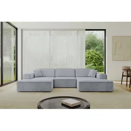 altdecor Eckcouch Samt 4-Sitzer Grau