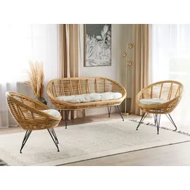 Beliani Lounge Set 3-tlg. Beige/Schwarz
