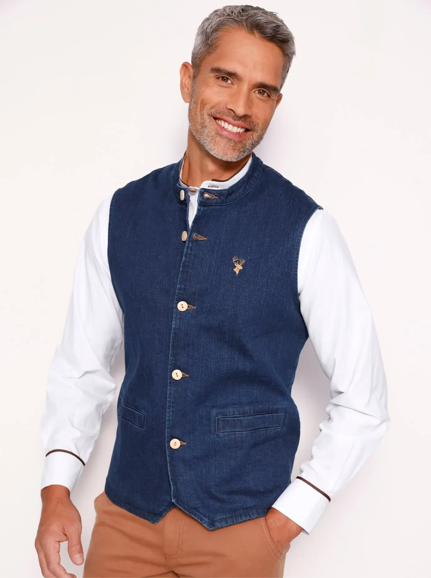 Trachtenweste CLASSIC, Herren, Gr. 62, dunkelblau, 99% Baumwolle, 1% Elasthan, unifarben, Westen
