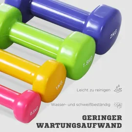 Homcom Hantelset Hantel-Set 4 Hantelpaare 0,5 kg/1 kg/1,5 kg/2 kg mehrfarbig
