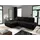 Fun Möbel Ecksofa Sofa mit Schlaffunktion VOGAR Stoff Poso Schwarz Ottomane Links - Schwarz