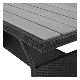 CASARIA Polyrattan Lounge-Set Schwarz/Creme WPC Tischplatte