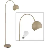GLOBO LED Stehleuchte Bogenstehlampe Stehlampe sandfarben Bogenlampe Wohnzimmer, Metall, 9W 810lm warmweiß, LxBxH 46x25x150 cm