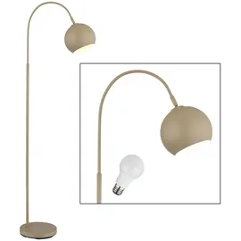 GLOBO LED Stehleuchte Bogenstehlampe Stehlampe sandfarben Bogenlampe Wohnzimmer, Metall, 9W 810lm warmweiß, LxBxH 46x25x150 cm