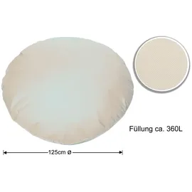 sunnypillow XXL Sitzsack mit Styropor Füllung 125 cm Durchmesser 2-in-1 Funktionen zum Sitzen und Liegen Outdoor & Indoor für Kinder & Erwachsene - Creme