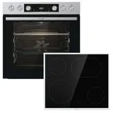 Gorenje Steel Set EX Herdset maxi AutoClean AquaClean mit 60 cm Glaskeramik Kochfeld (BCS6737E12X + ECD634X)