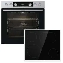 Gorenje Steel Set EX Herdset maxi AutoClean AquaClean mit 60 cm Glaskeramik Kochfeld (BCS6737E12X + ECD634X)