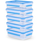 Emsa Clip&Close rechteckig Mealprep Aufbewahrungsbehälter-Set, 5-tlg. blau (N10307)