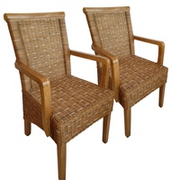 Esszimmer Stühle Set mit Armlehnen 2 Stück Rattanstuhl Perth capuccino Korbstuhl