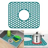 Silikon Spülbeckenmatte, Spülbeckeneinlage 34x29 cm, Spülbeckenschutz Zusammenklappbar, Hitzebeständig und rutschfest Küchen-Abtropfuntersetzer Schutzeinlage, Sink Mat für Spüle,Grün
