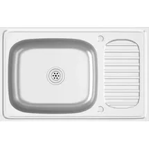 vidaXL Spüle mit Abtropffläche Set Silbern 800x500x155 mm Edelstahl - vidaXL