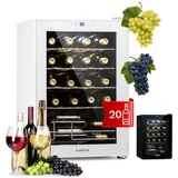Klarstein Weinkühlschrank, 1 Zonen Getränkekühlschrank Klein, Freistehender Kleiner Weinschrank, 53L Wein-Kühlschrank mit Glastür, Indoor/Outdoor Flaschenkühlschrank, Wine Fridge 20 Flaschen