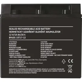EMOS Wartungsfreier Bleiakku 12V 18Ah - AGM Batterie - Für Notbeleuchtung, Alarmsysteme, USV-Geräte - Ventilgesteuert, Sicherheitsventile - 181x77x167 mm