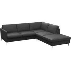 FLEXLUX Ecksofa »Fiore, L-Form«, schmale Armlehnen, Füße alufarben, B/T 234/225 cm, Kaltschaum im Sitz schwarz