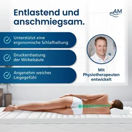 AM Qualitätsmatratzen Gelschaum-Topper 8 cm 180 x 200 cm weiß