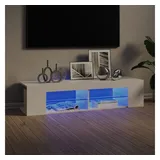 vidaXL TV-Schrank mit LED-Leuchten Hochglanz-Weiß 135x39x30 cm