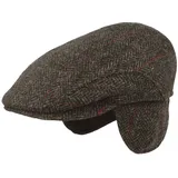 Breiter Schiebermütze Flatcap/Ohrenklappen Fischgrät-Karo-Mix grau 63