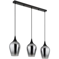 GLOBO Deckenleuchte Pendellampe Hängeleuchte Esszimmerlampe Rauchfarbe Glas 3-flammig