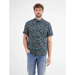 Herren Poplin-Stretchhemd, floral gemustert - Earth Red - M