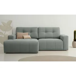 Ecksofa HOME AFFAIRE "Turnon, Lounge-sofa, Breite 221 cm", grau (dunkelgrau), B:221cm H:84cm T:153cm, 100% Polyester, Sofas, Chenille, mit Knopf- und Doppelsteppung, elegantes Aussehen