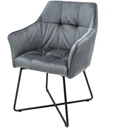 riess-ambiente Stuhl LOFT - Samt  silbergrau mit Armlehne